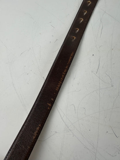 Vintage Dior CD Logo Leather Belt Brown Gold