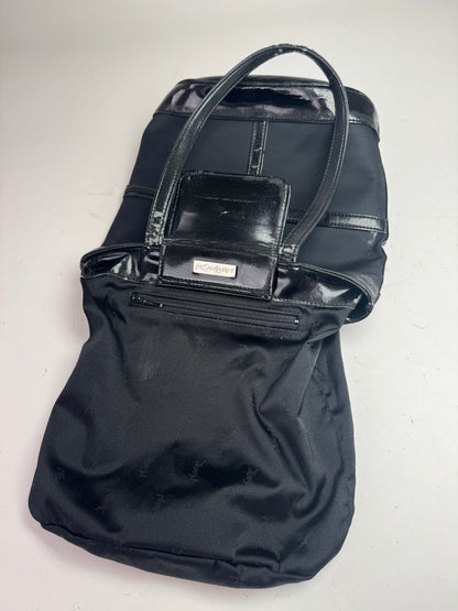 Vintage Yves Saint Laurent Bucket Canvas Patent Leather Bag Black