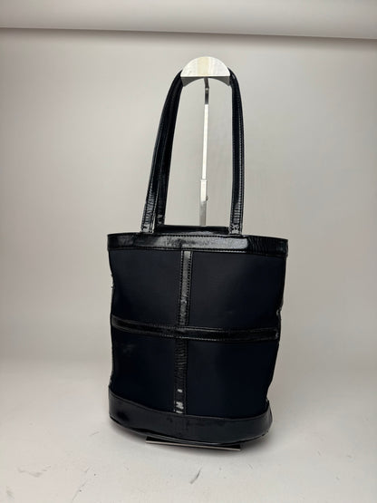 Vintage Yves Saint Laurent Bucket Canvas Patent Leather Bag Black