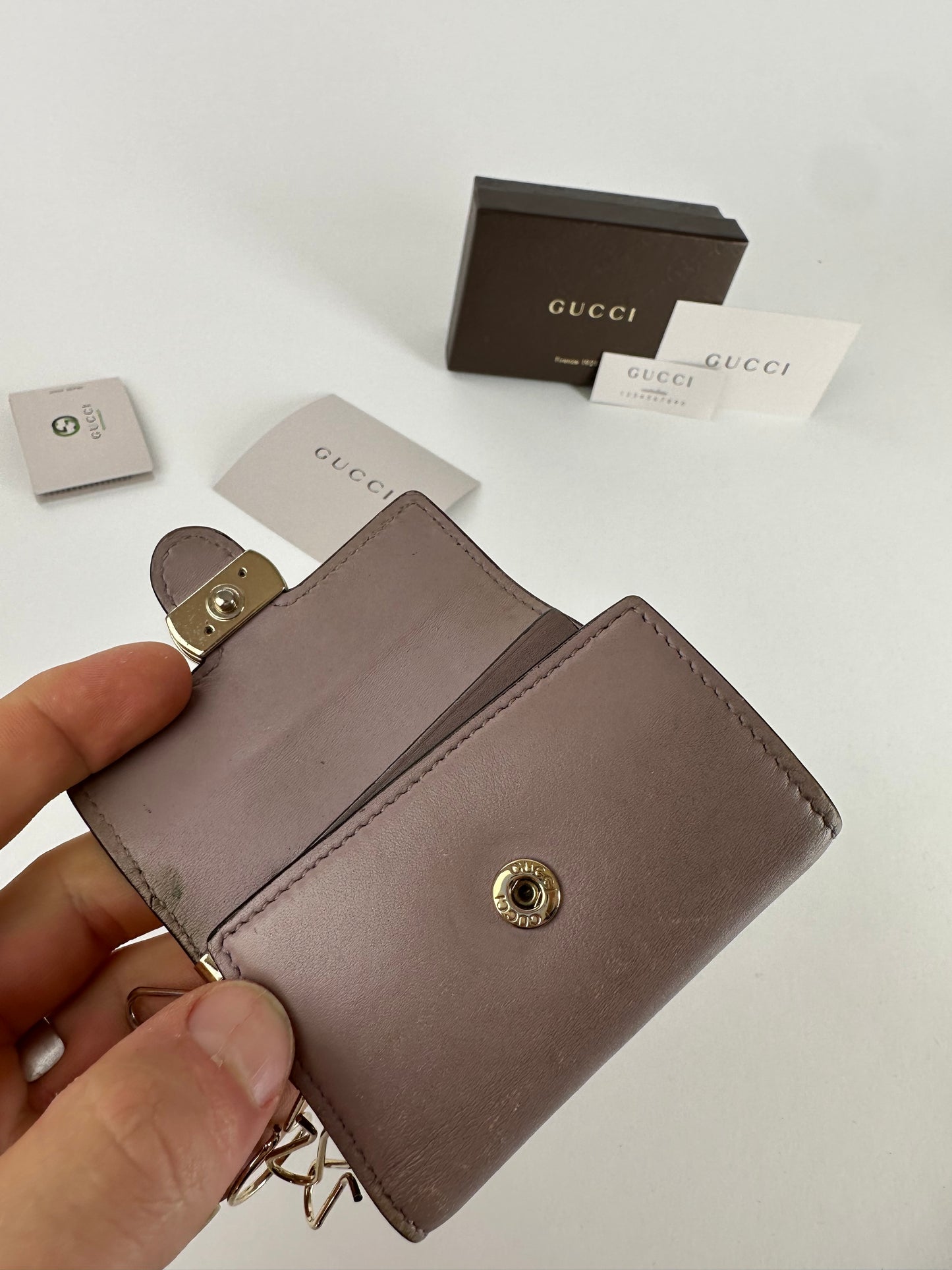 Vintage Gucci Marmont Leather Key / Card Holder Purple