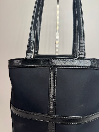 Vintage Yves Saint Laurent Bucket Canvas Patent Leather Bag Black
