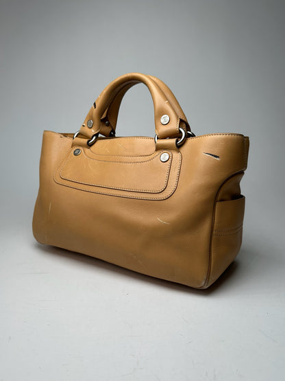 Vintage Celine Paris Leather Handbag beige