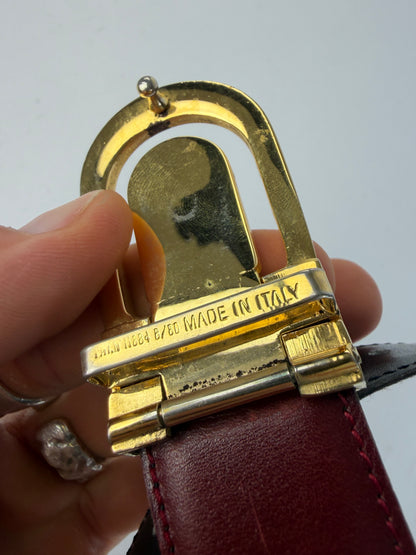 Vintage Celine Triomphe Leather Belt Late 1980s–1990s Black Gold