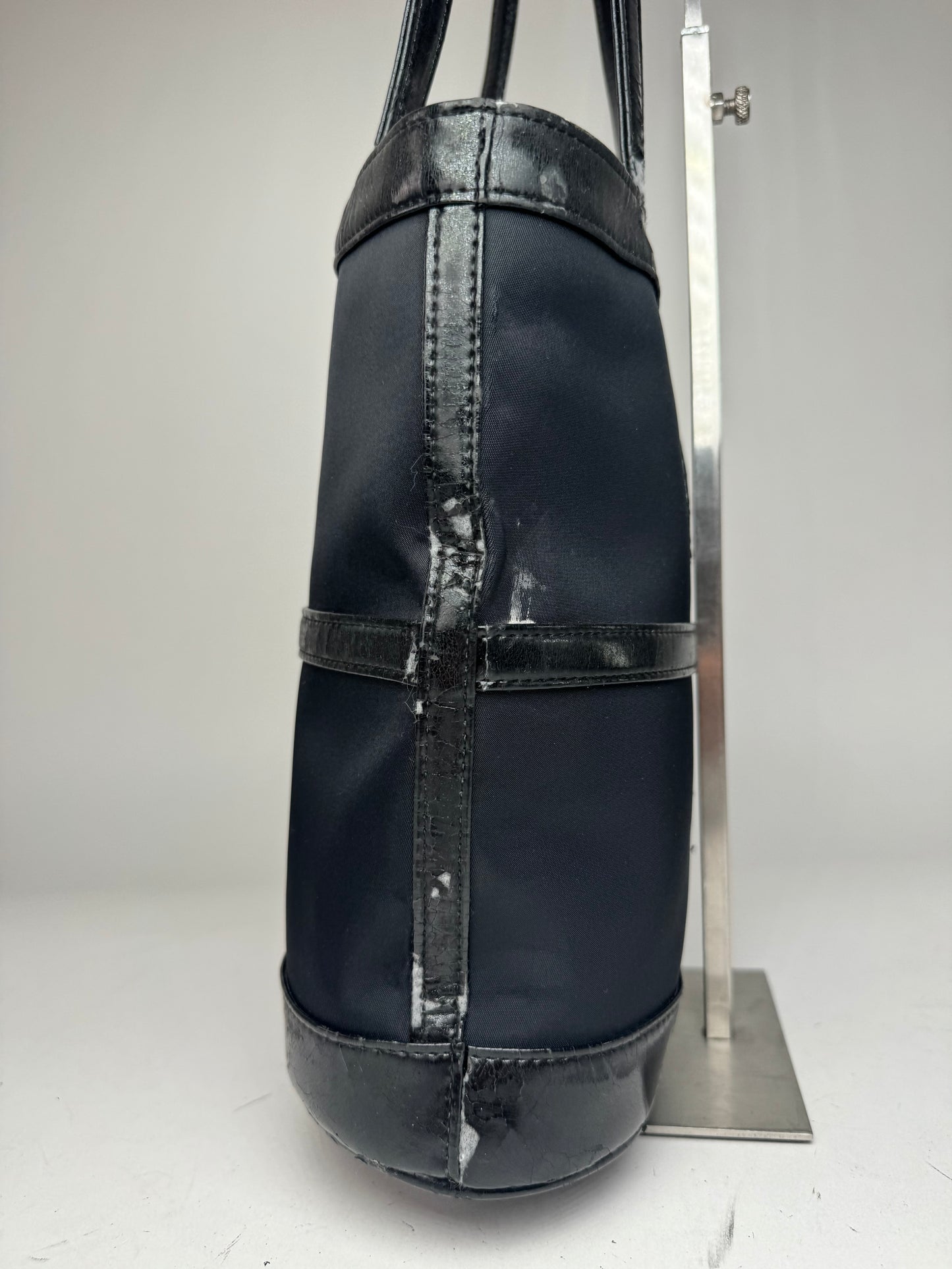 Vintage Yves Saint Laurent Bucket Canvas Patent Leather Bag Black