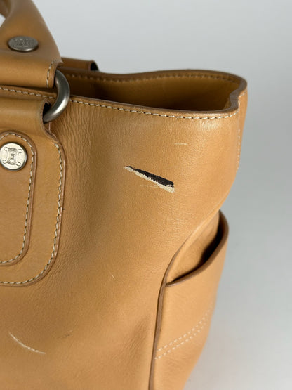 Vintage Celine Paris Leather Handbag beige