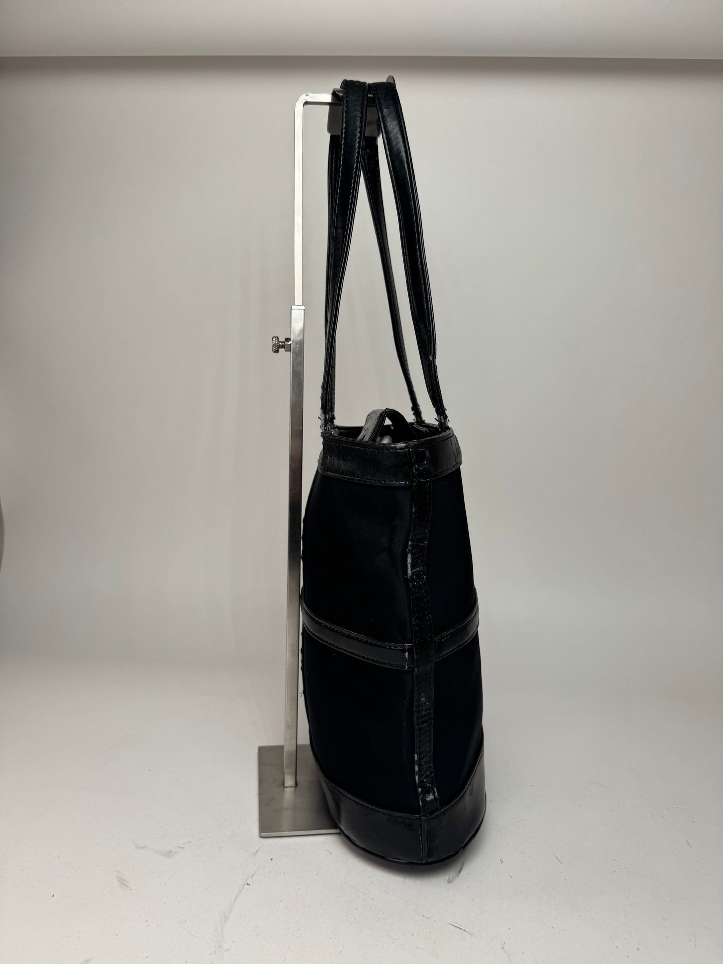 Vintage Yves Saint Laurent Bucket Canvas Patent Leather Bag Black