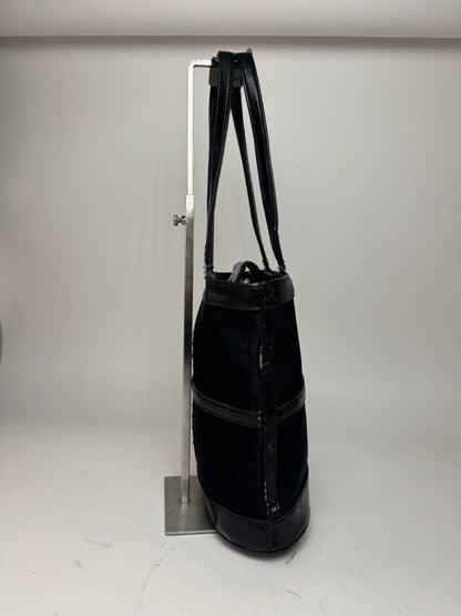 Vintage Yves Saint Laurent Bucket Canvas Patent Leather Bag Black