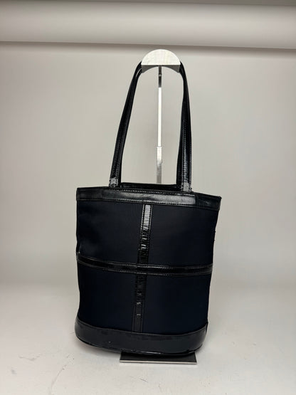 Vintage Yves Saint Laurent Bucket Canvas Patent Leather Bag Black