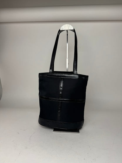 Vintage Yves Saint Laurent Bucket Canvas Patent Leather Bag Black