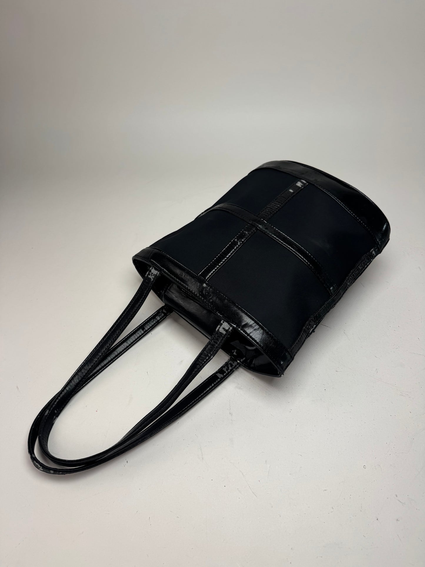 Vintage Yves Saint Laurent Bucket Canvas Patent Leather Bag Black