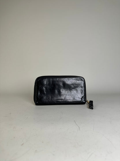 Vintage Chloe Leather Zip Wallet Black Gold