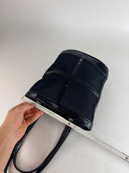 Vintage Yves Saint Laurent Bucket Canvas Patent Leather Bag Black