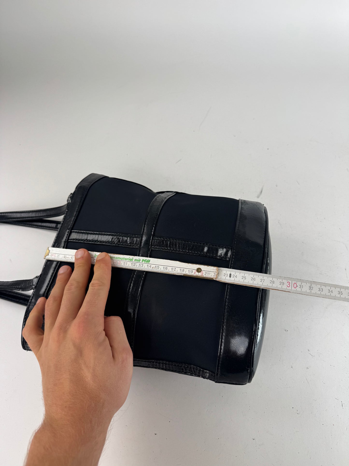 Vintage Yves Saint Laurent Bucket Canvas Patent Leather Bag Black