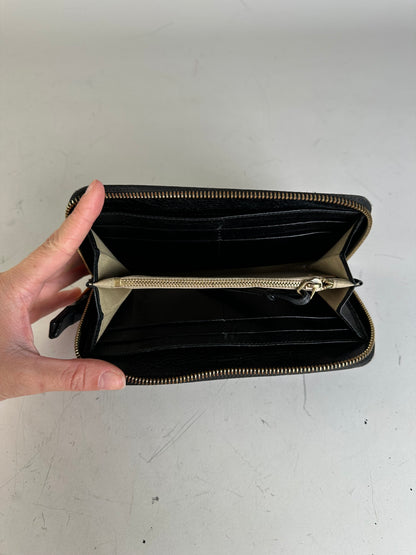 Vintage Chloe Leather Zip Wallet Black Gold