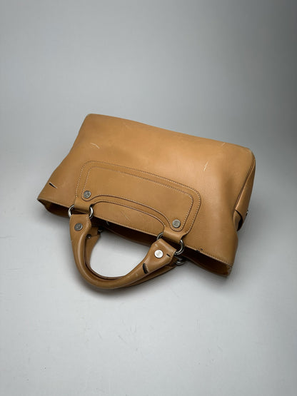 Vintage Celine Paris Leather Handbag beige