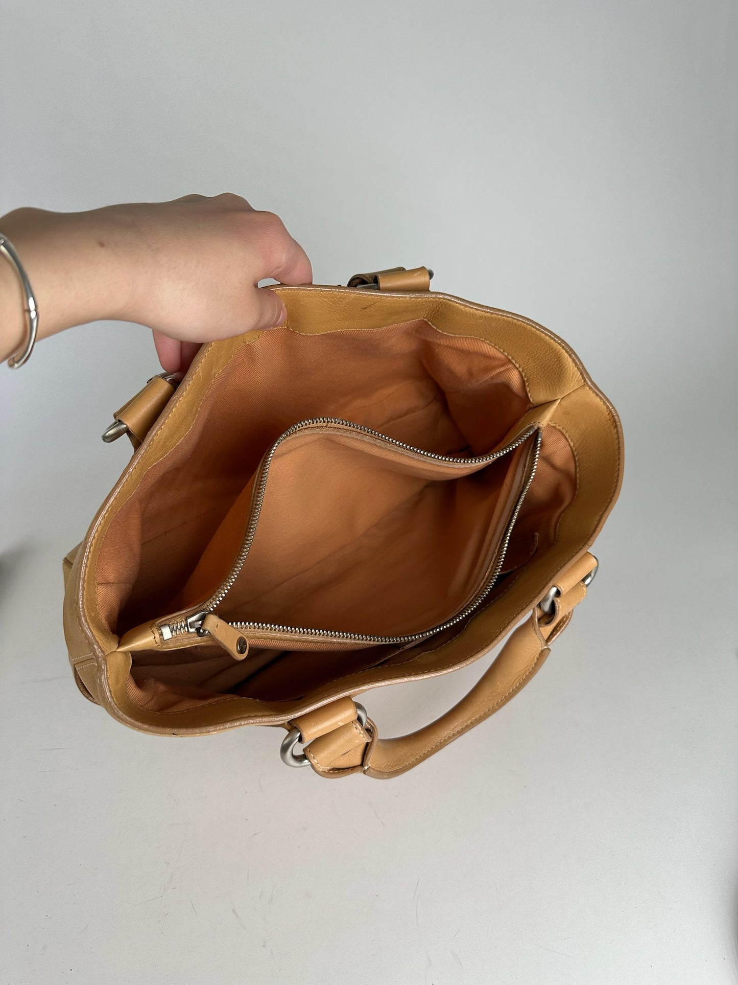 Vintage Celine Paris Leather Handbag beige