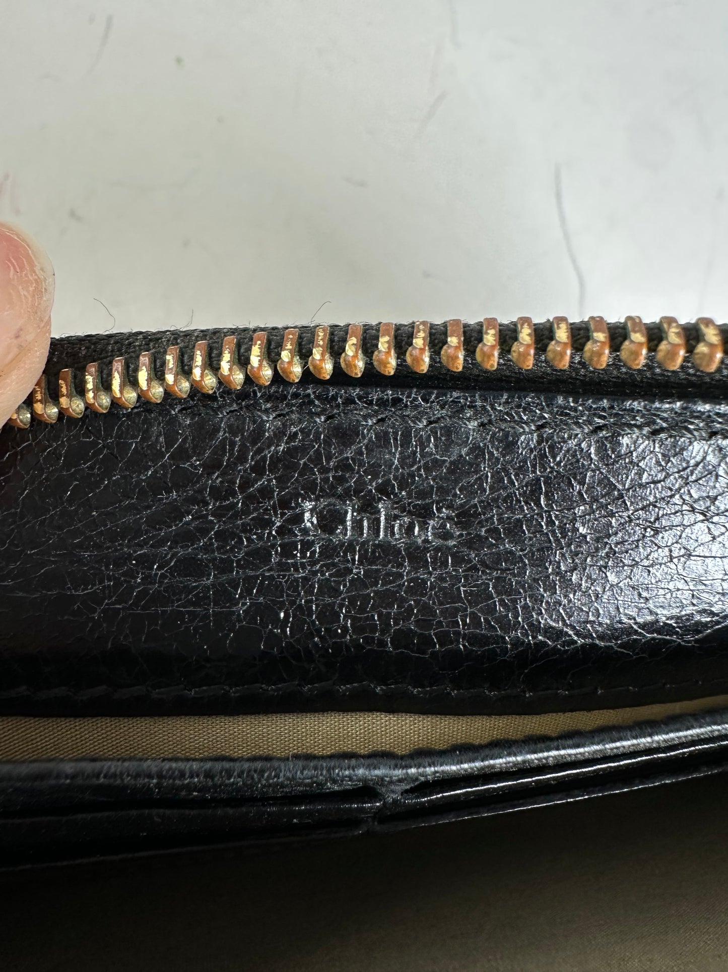 Vintage Chloe Leather Zip Wallet Black Gold