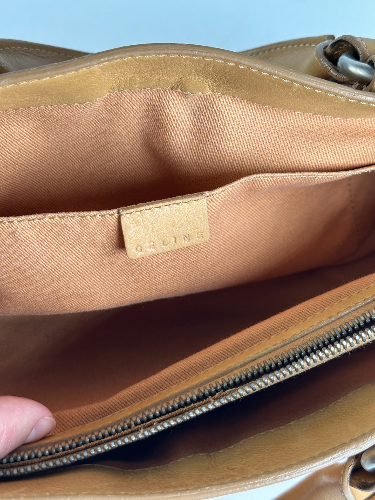 Vintage Celine Paris Leather Handbag beige