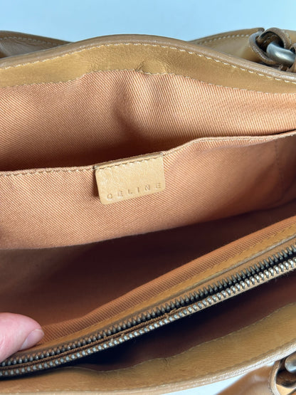 Vintage Celine Paris Leather Handbag beige