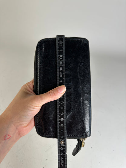 Vintage Chloe Leather Zip Wallet Black Gold