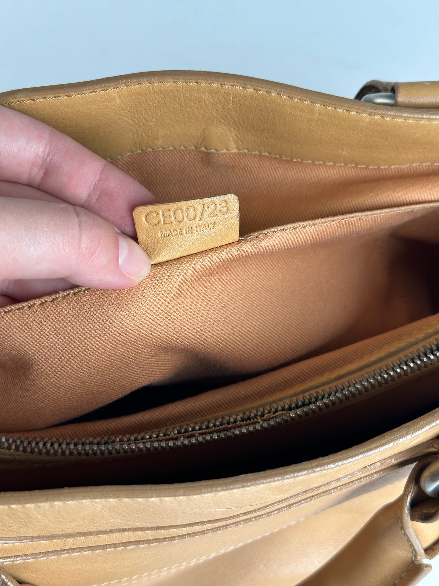 Vintage Celine Paris Leather Handbag beige