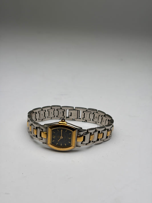 Vintage Givenchy 4G Logo Quartz Bracelet Watch c. Late 1980s Silver Gold