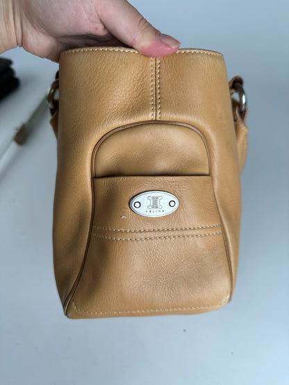 Vintage Celine Paris Leather Handbag beige