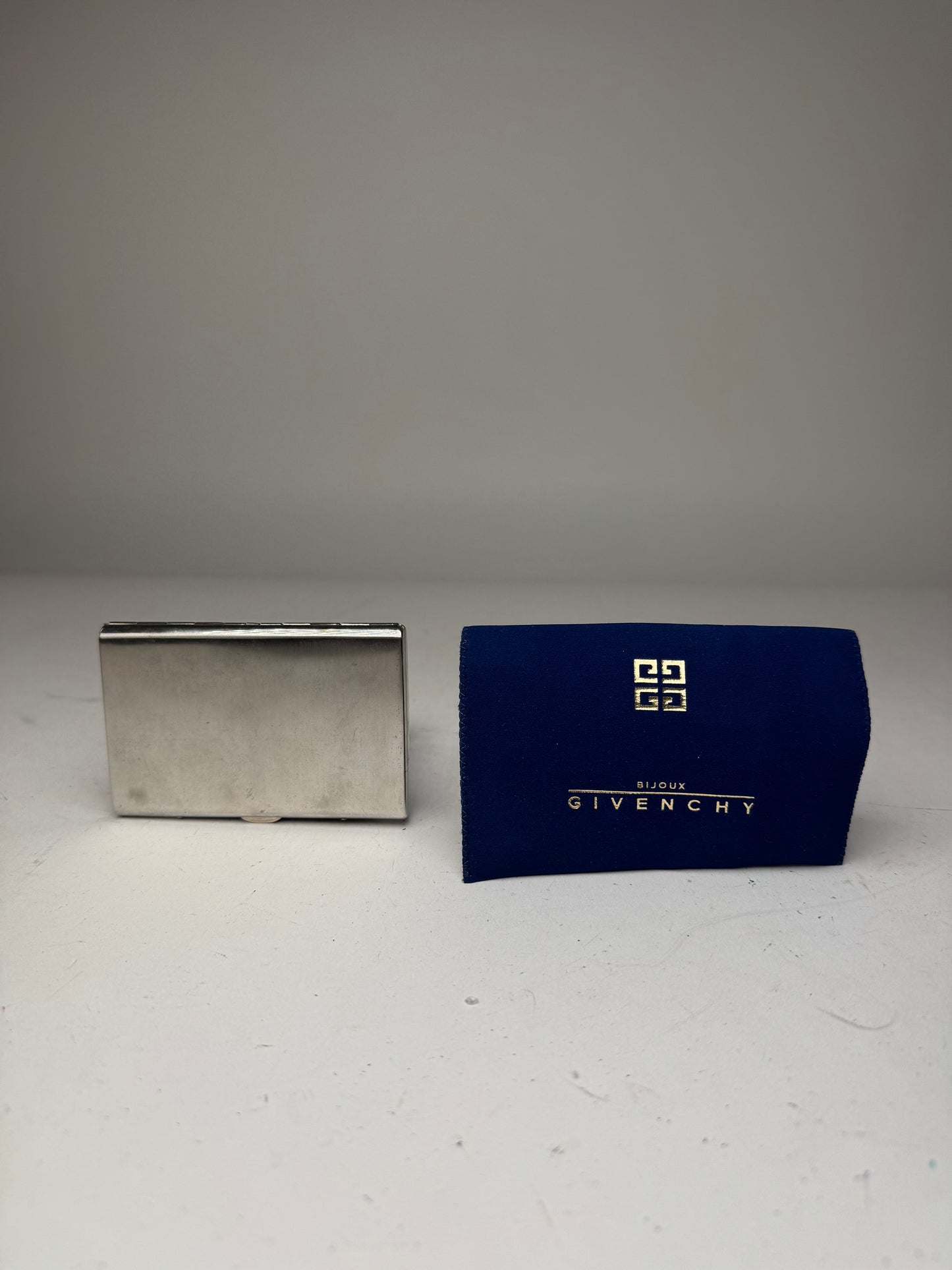 Vintage Givenchy Metal Card Holder / Cigarette Case Silver