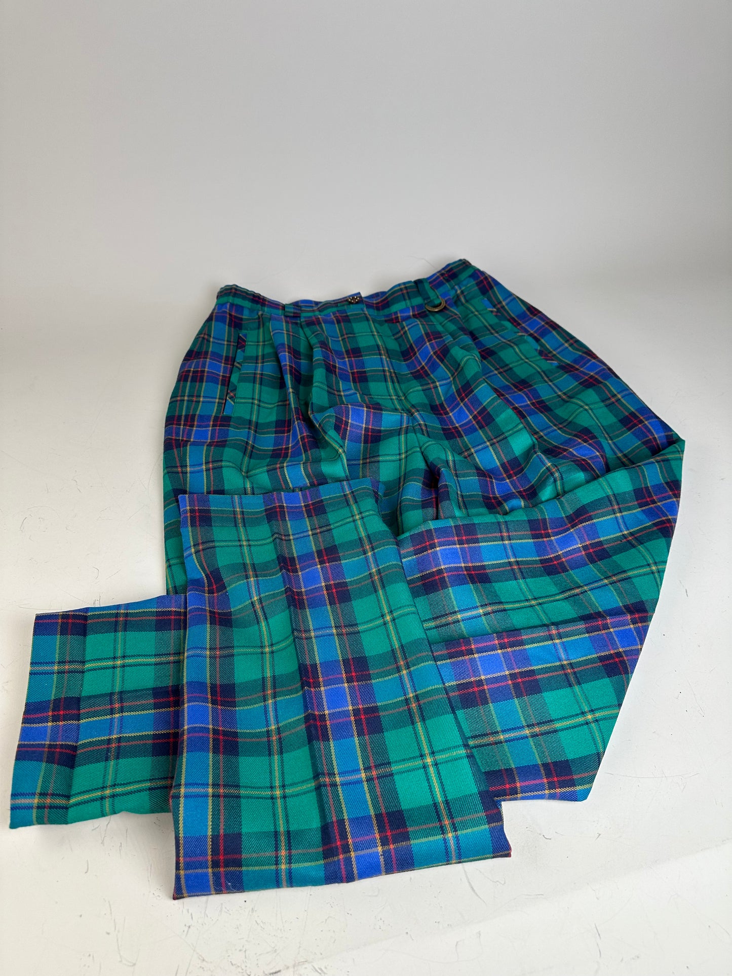 Vintage Balenciaga Wool Trousers Teal Purple Red S