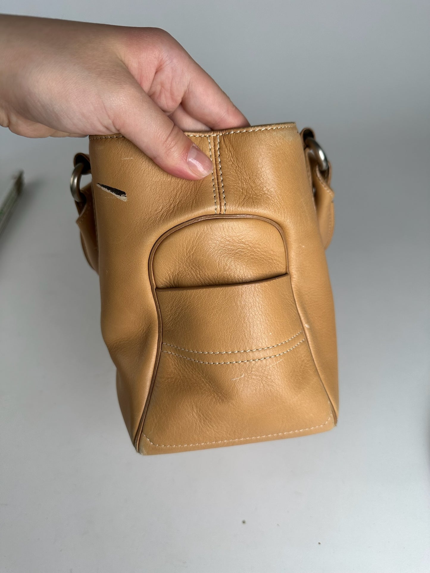 Vintage Celine Paris Leather Handbag beige