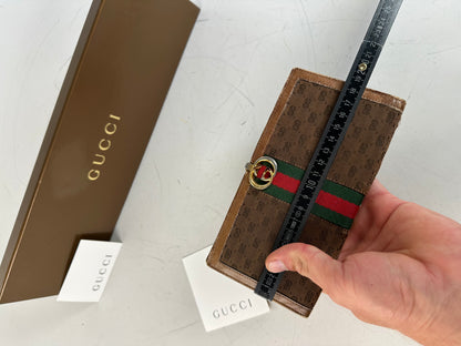 Vintage Gucci GG Supreme Canvas Wallet Brown Beige Gold