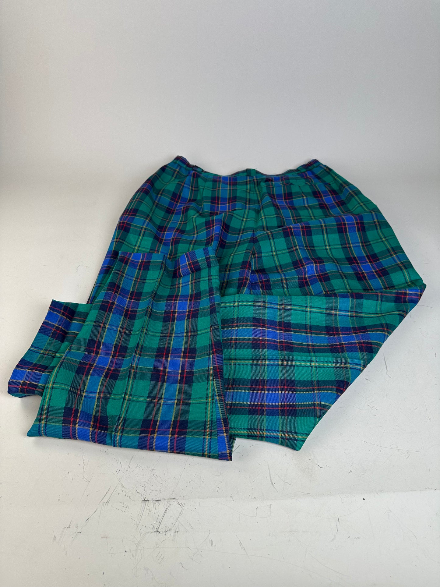 Vintage Balenciaga Wool Trousers Teal Purple Red S