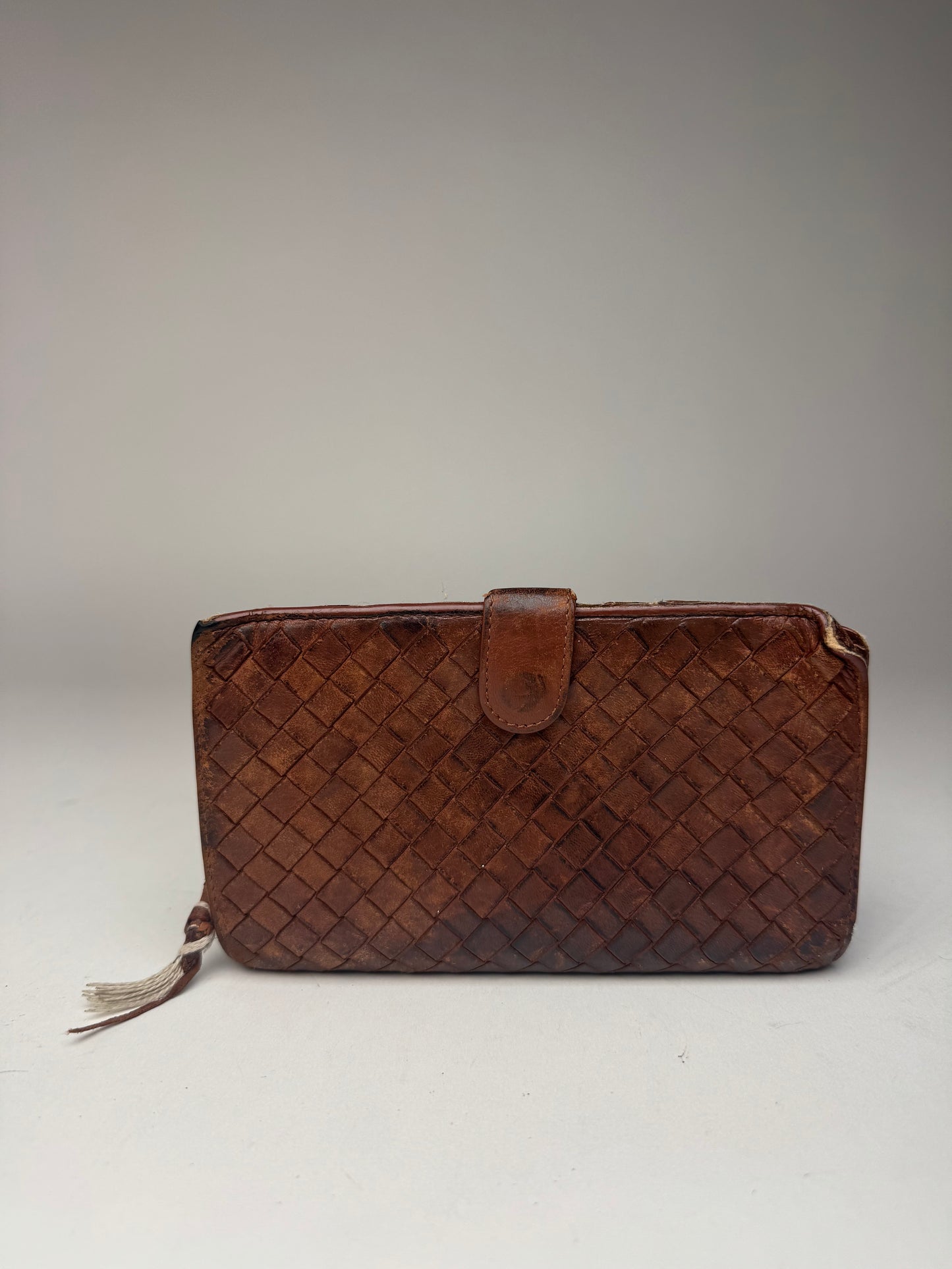 Vintage Bottega Veneta Intrecciato Leather wallet Brown orange