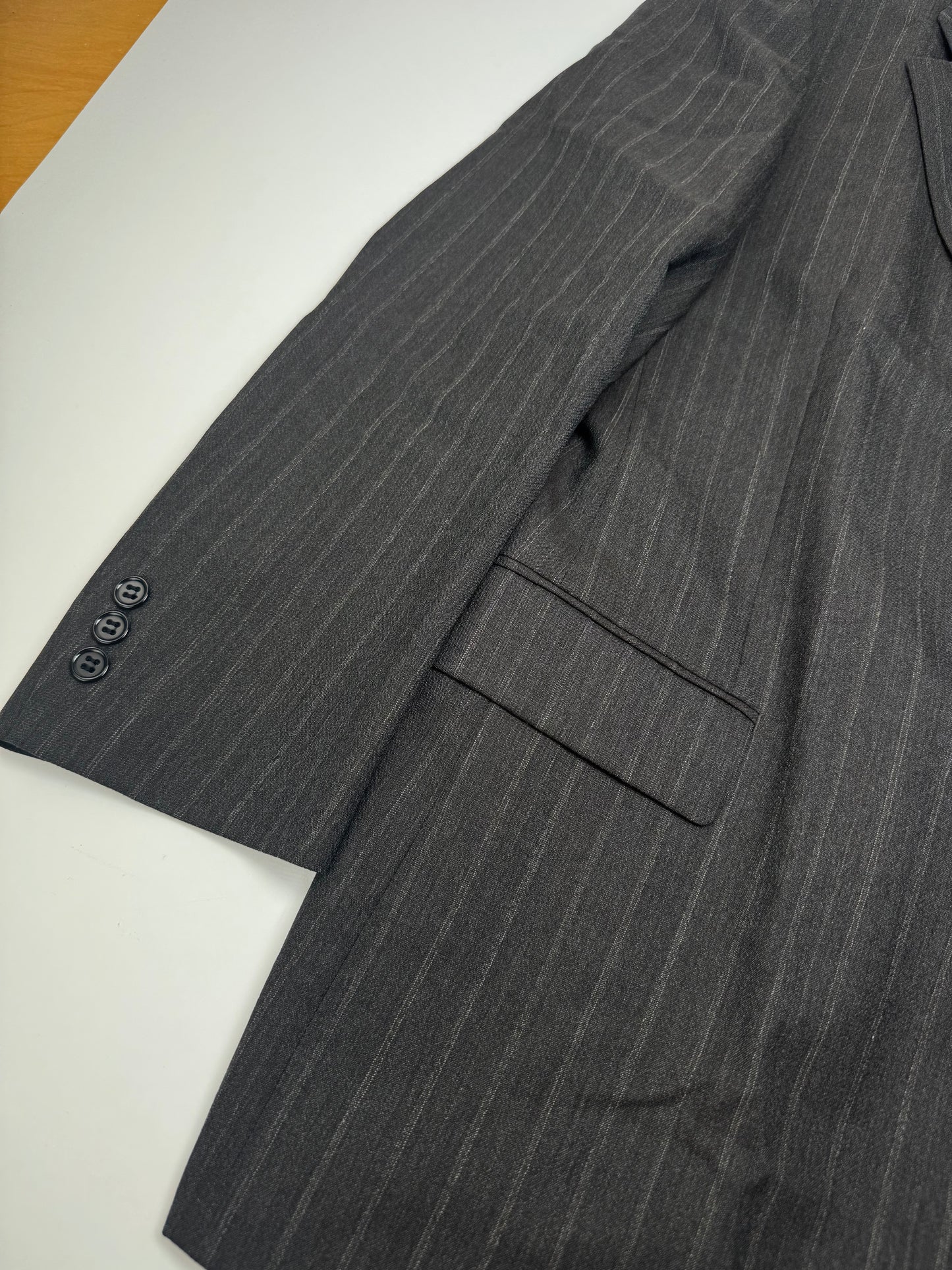 Vintage Courreges Striped Men’s Wool Blazer M/L Grey