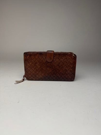 Vintage Bottega Veneta Intrecciato Leather wallet Brown orange