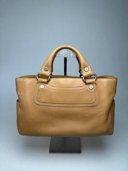 Vintage Celine Paris Leather Handbag beige