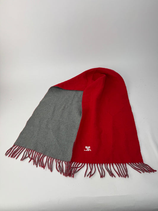 Vintage Courreges Paris wool scarf red grey