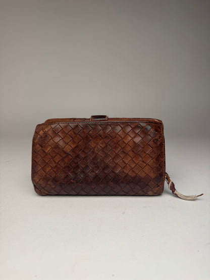 Vintage Bottega Veneta Intrecciato Leather wallet Brown orange
