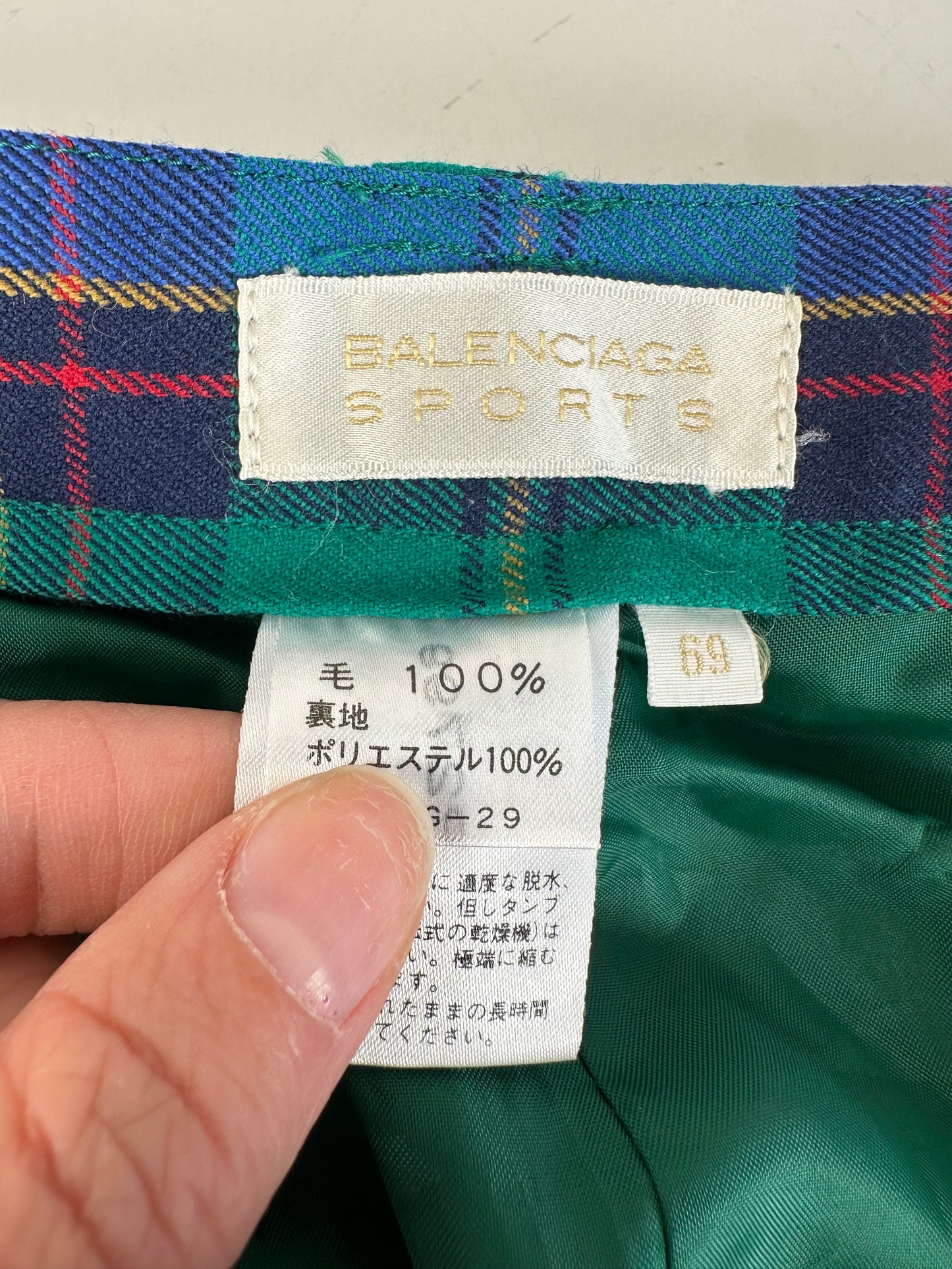 Vintage Balenciaga Wool Trousers Teal Purple Red S