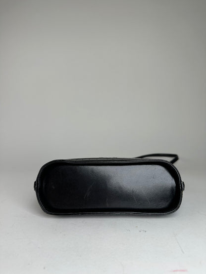 Vintage Courreges Embossed Leather Shoulder Bag Black