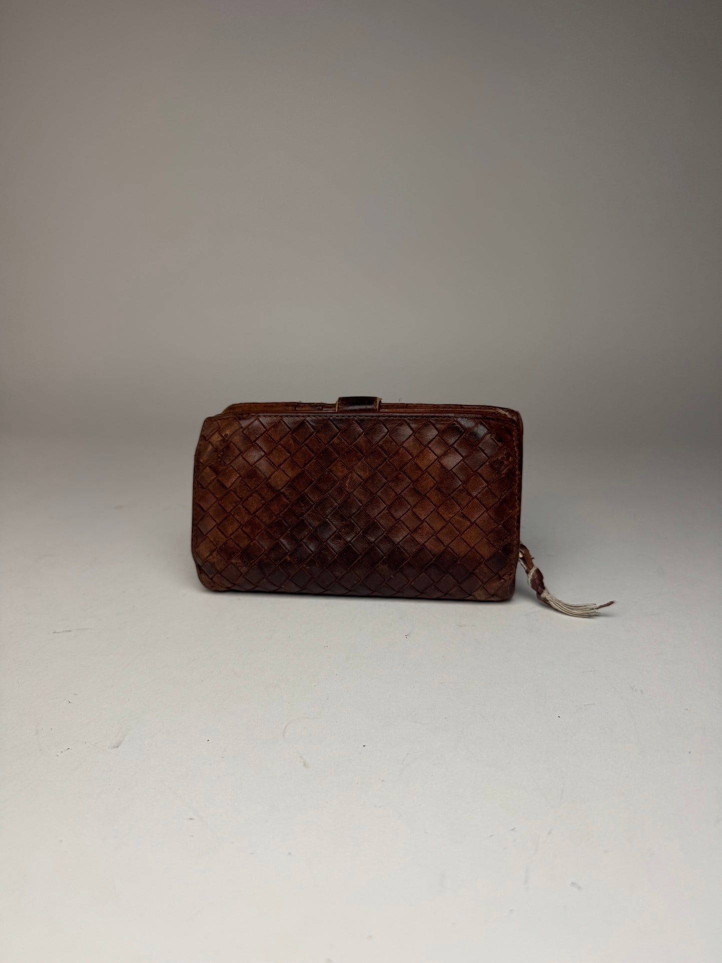 Vintage Bottega Veneta Intrecciato Leather wallet Brown orange