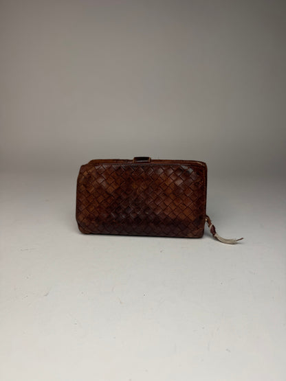 Vintage Bottega Veneta Intrecciato Leather wallet Brown orange