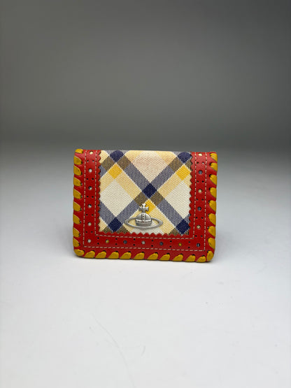 Vintage Vivienne Westwood Tartan Orb Plaque Bifold Wallet Early 2000s Multicolour