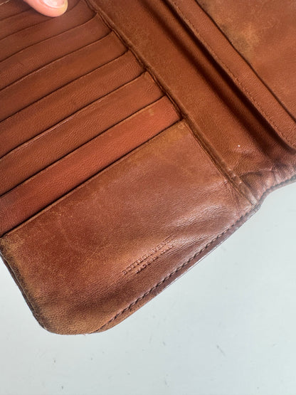 Vintage Bottega Veneta Intrecciato Leather wallet Brown orange