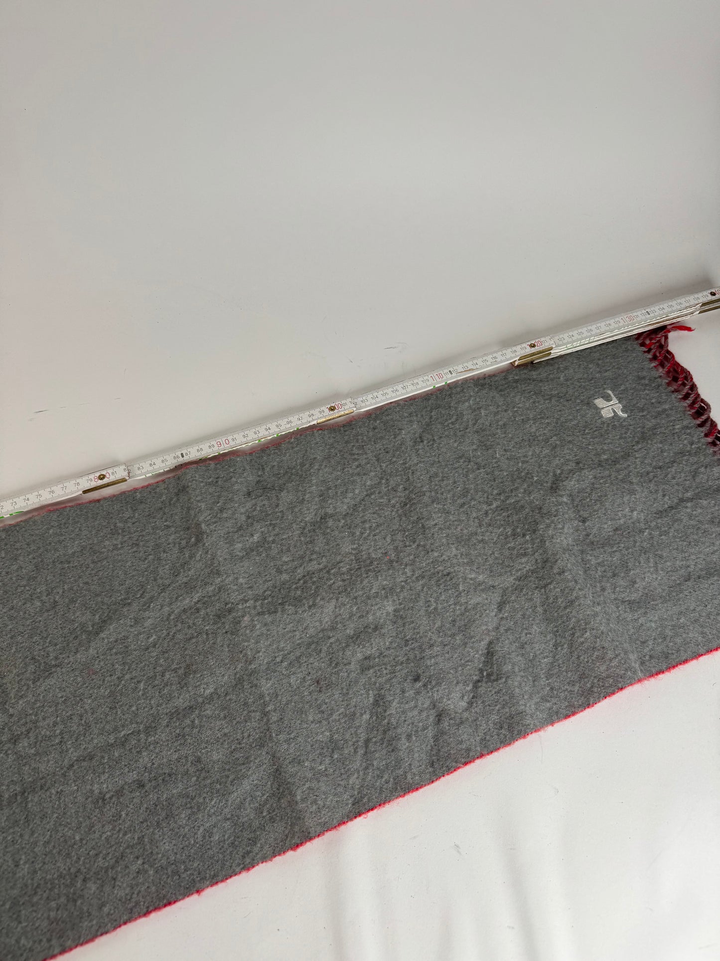 Vintage Courreges Paris wool scarf red grey