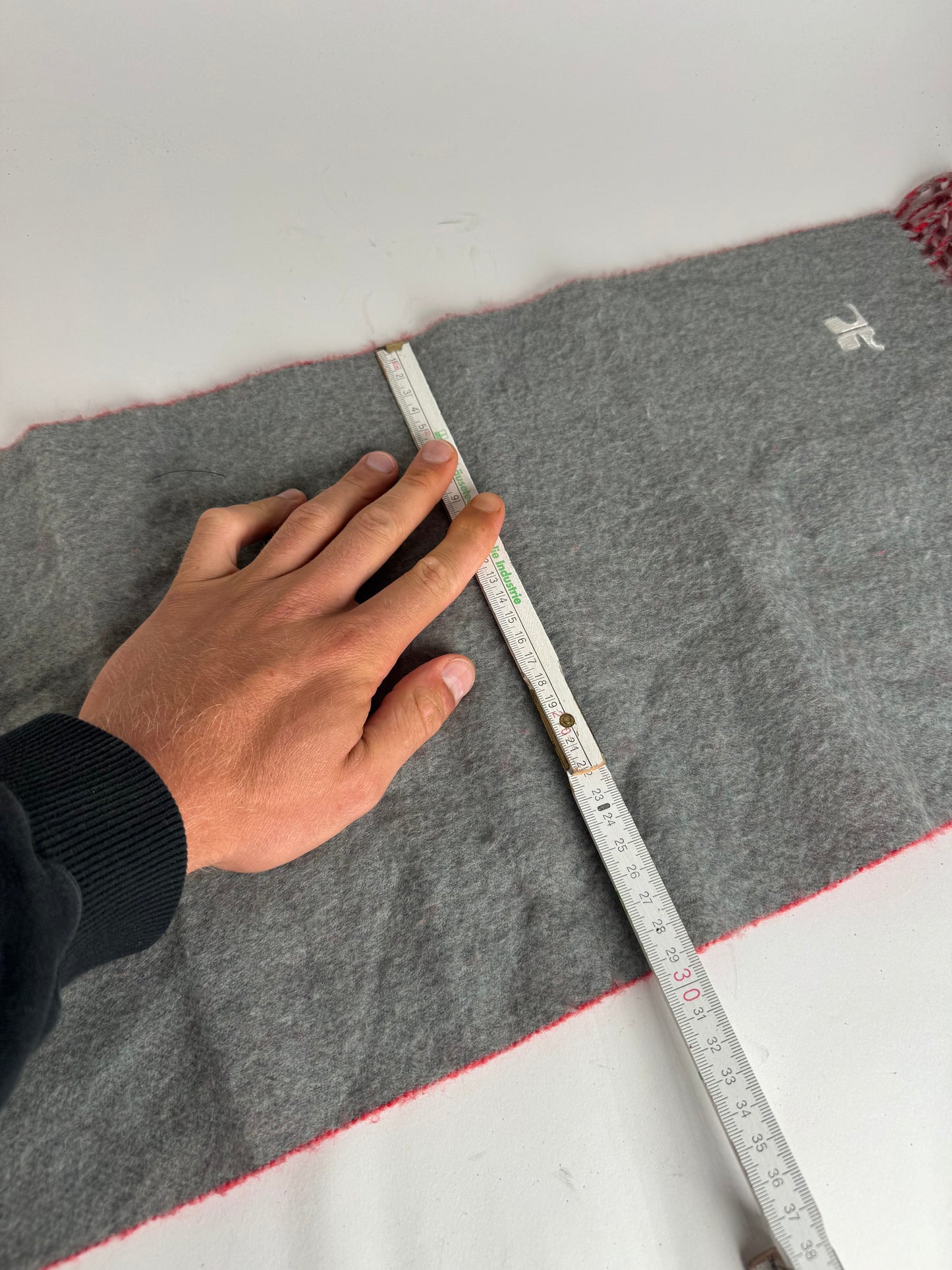 Vintage Courreges Paris wool scarf red grey