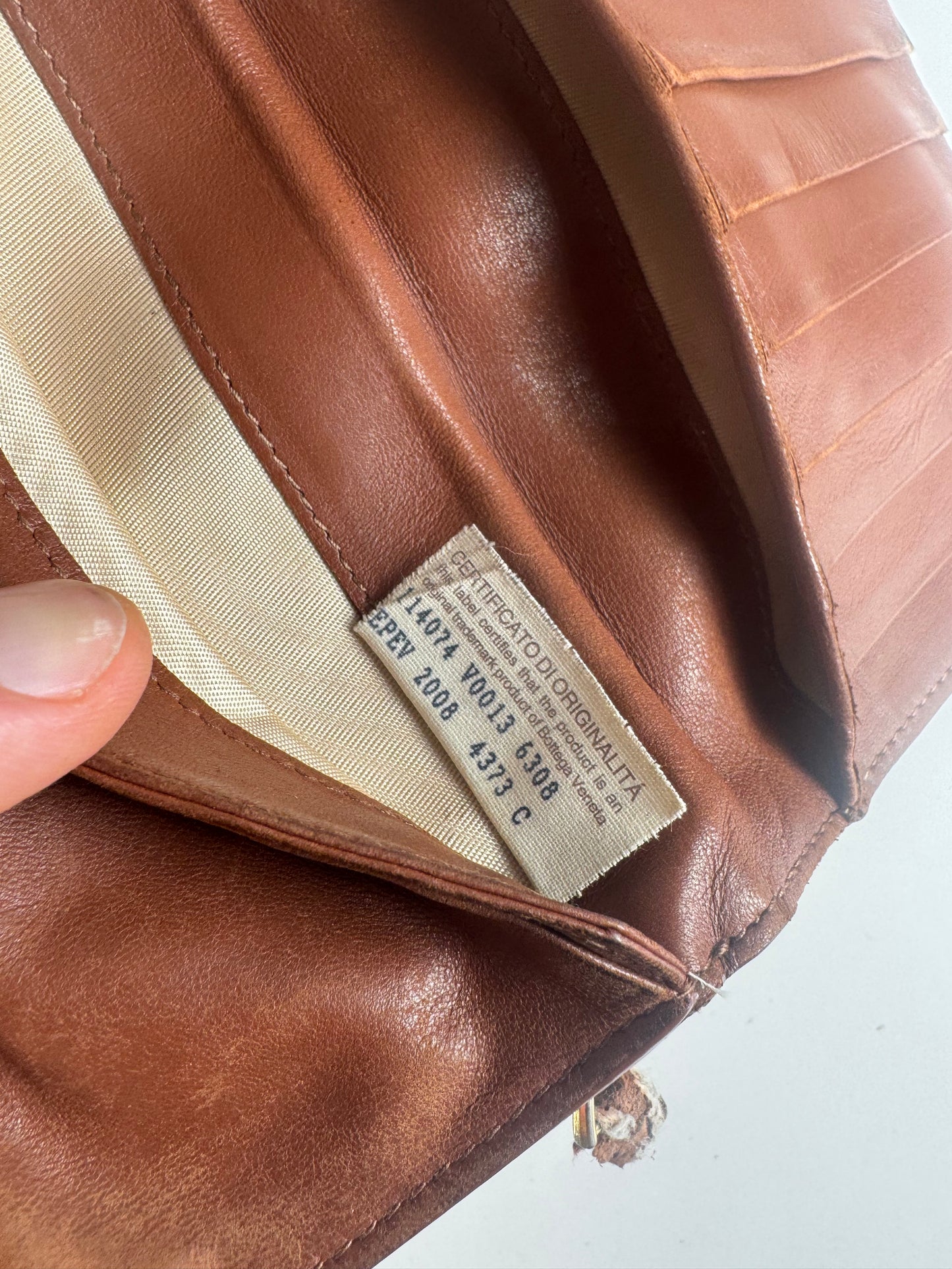 Vintage Bottega Veneta Intrecciato Leather wallet Brown orange