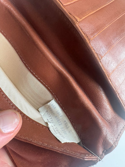 Vintage Bottega Veneta Intrecciato Leather wallet Brown orange
