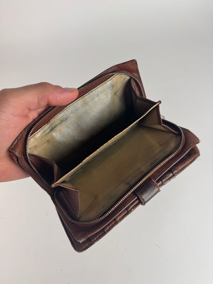 Vintage Bottega Veneta Intrecciato Leather wallet Brown orange