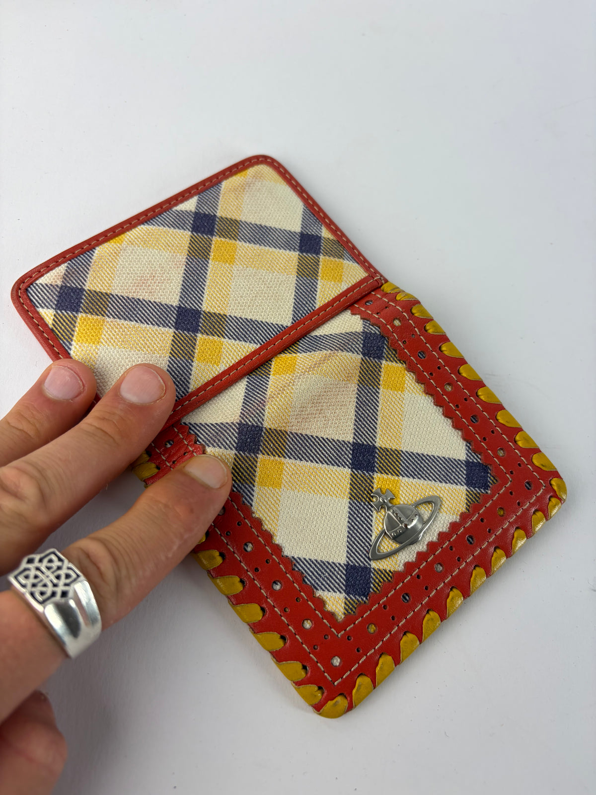Vintage Vivienne Westwood Tartan Orb Plaque Bifold Wallet Early 2000s Multicolour